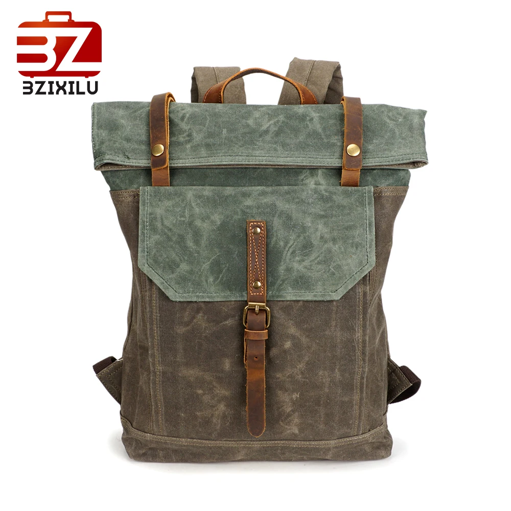 

BZIXILU casual vintage canvas bag backpack softback laptop backpack women/men soft handle bag men canvas laptop backpack 15.6