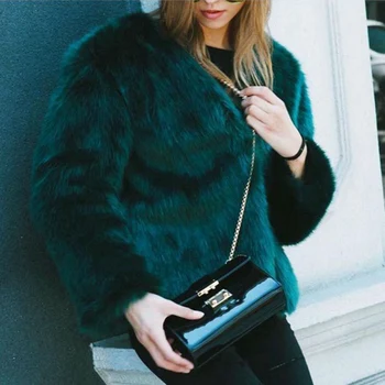 

Small Fresh Temperamental Fur Coat Winter Soft Imitation Rabbit Short Color Matching Fur Outwear Mujer Female Jacket