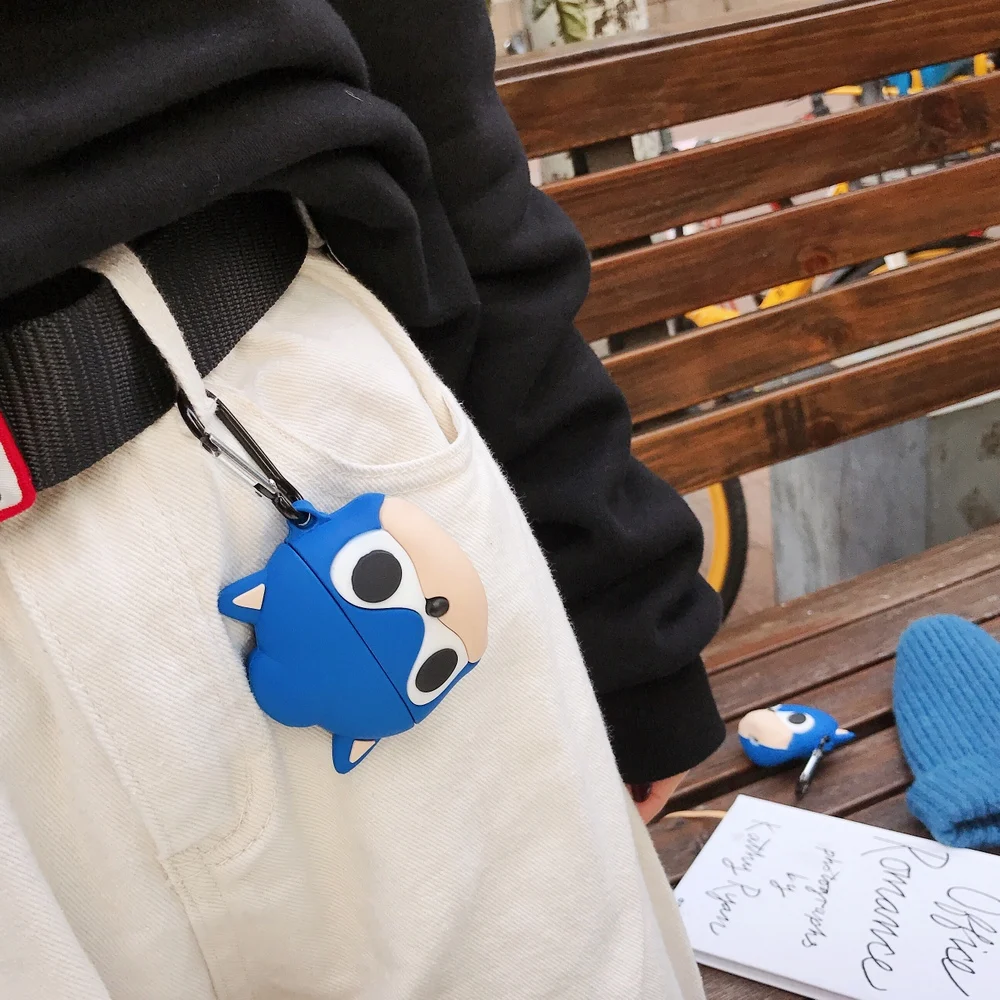 Чехол для наушников AirPods Pro 3D Аниме Sonic The Hedgehog для AirPods 1 2 3 Bluetooth гарнитура мультяшный силиконовый чехол с крючком