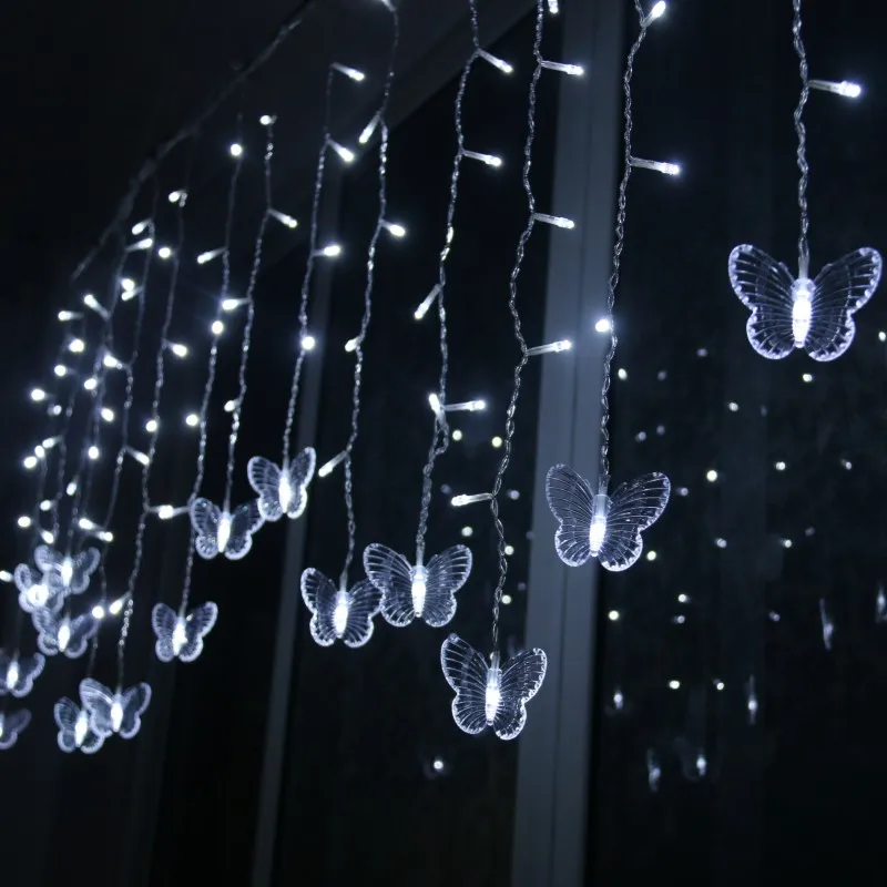 5M 96LED RGB Christmas Led Light Decoration Butterfly Fairy String Light Icicle Light String Wedding Decor Home Garden Party