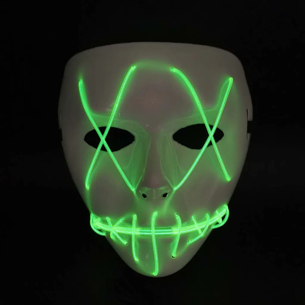 Светодиодный маска на Хэллоуин, маски для чистки, тушь для ресниц, костюм, DJ, вечерние светильник, светящиеся в темноте, 4 цвета на выбор