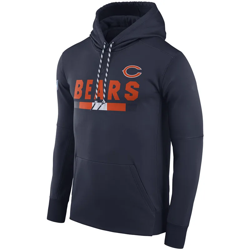 Мужская толстовка Chicago American football Bears Navy Sideline ThermaFit Performance PO Hoodie - Цвет: 1