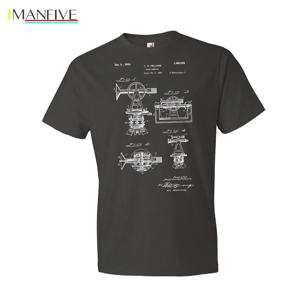

Summer 2019 Short Sleeve Plus Size Surveyors Solar Compass T-Shirt Engineer Civil Engineering Gift Patent Vintage Fashion Class