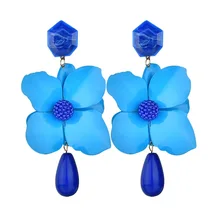 Модные большие серьги-гвоздики для женщин, свадебные, вечерние, богемные, акриловые, 6 цветов, белый цветок, серьги, массивные, Boho ювелирные изделия, подарки