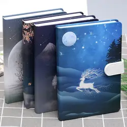 224 Page Cute Deer Notebook Magnetic Buckle Color Page Student Manual Ledger Notepad Diary Book