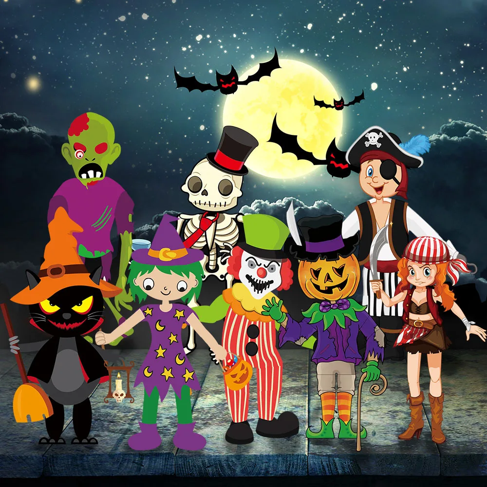 

2019 Halloween Pendant Ornaments Pumpkin Witch Skeleton Funny Toys Props DIY Paper Garland Halloween Pendants Decoration Supply