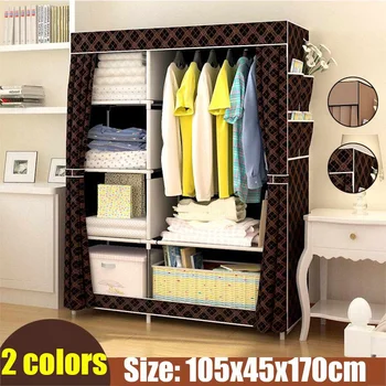 

Non-woven Fabric Wardrobe Rack Holder DIY Assembly Storage Cabinet Home Clothes Closet Storage Organizer Shelf 105x45x170cm