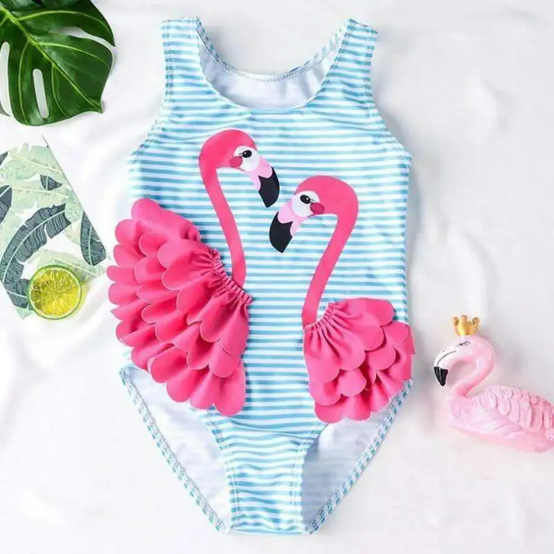 0-5Y Baby Girls Swimwear Kids Bikini 2022 Summer Swan Swimsuit Children Baby Beachwear Girls Bathing Suits