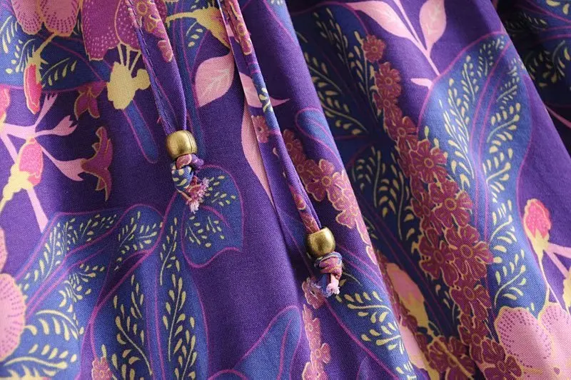 Богемное шикарное летнее винтажное мини-платье с цветочным принтом для женщин модное плиссированное платье на завязках для отдыха vestidos mujer