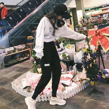 

Cargo Pants Women Fashion Black Streetwear Cargo Pants Women Casual Joggers High Waist Loose Female Korean Style Ladies Trousers