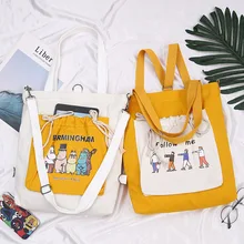 Новая стильная оригинальная Холщовая Сумка на одно плечо для женщин в Корейском стиле, многоцелевой Школьный рюкзак, большой объем, Повседневная Хлопковая Сумка