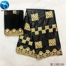 LIULANZHI Базен Африканский ткани черный хлопок riche geterzn с золотой вышивкой Последние Стиль Нигерия Базен кружева ML19B106