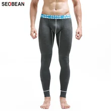 SEOBEAN, мужские осенние модные одноцветные штаны с низкой талией, модные теплые штаны, однослойные кальсоны