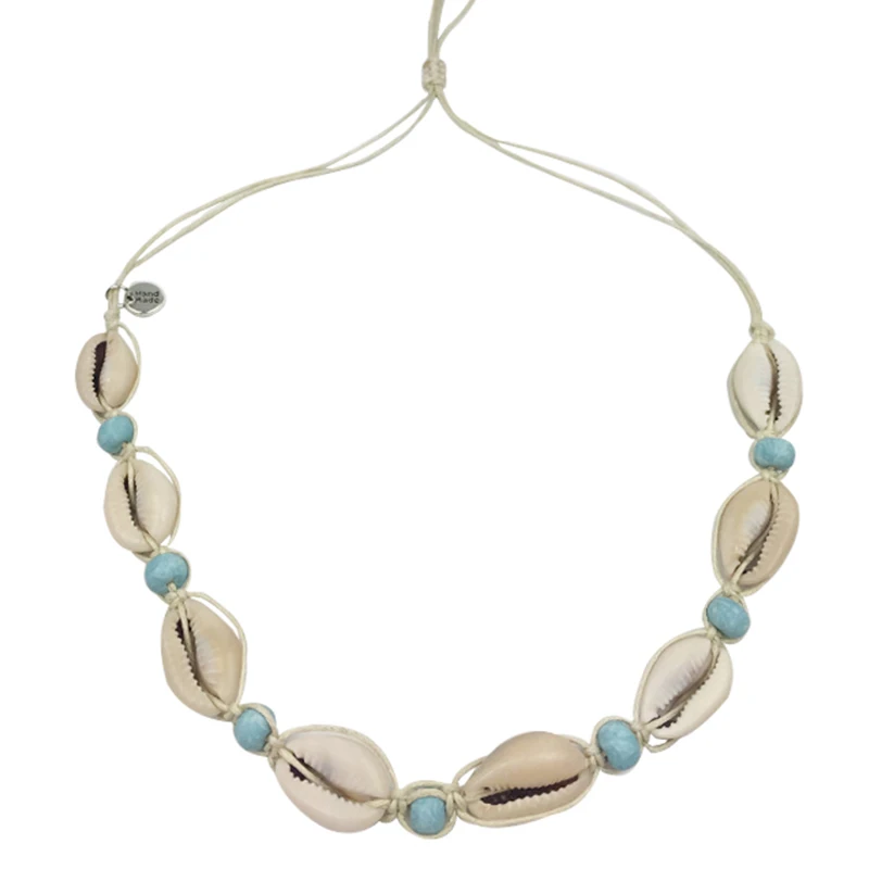 Женское Ожерелье Бохо пука натуральный Каури ракушка чокер с цепочкой