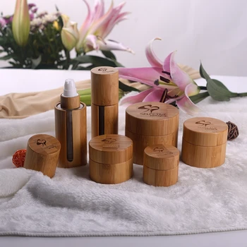 

30g bamboo jar cosmetic bamboo cream jar with glass inner cosmetic packaging 30g 50g 100g 120g luxury bamboo cream jar container