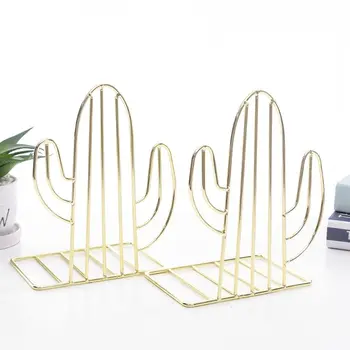 

2PCS/Pair Creative Cactus Shaped Metal Bookends Book Support Stand Desk Organizer Storage Holder Shelf