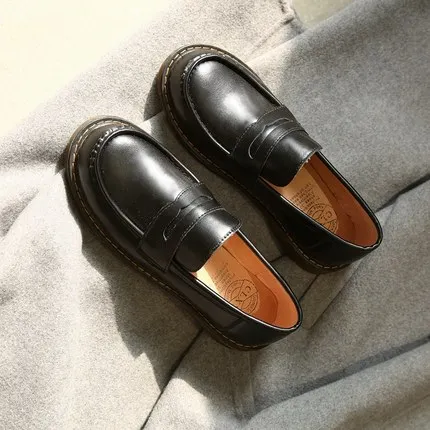 black 4 JK/Женская обувь на плоской подошве для студентов; женская обувь на толстой резиновой подошве с круглым носком; обувь mary jane с пряжкой на ремешке; Новинка года; Прямая поставка - Цвет: black 4