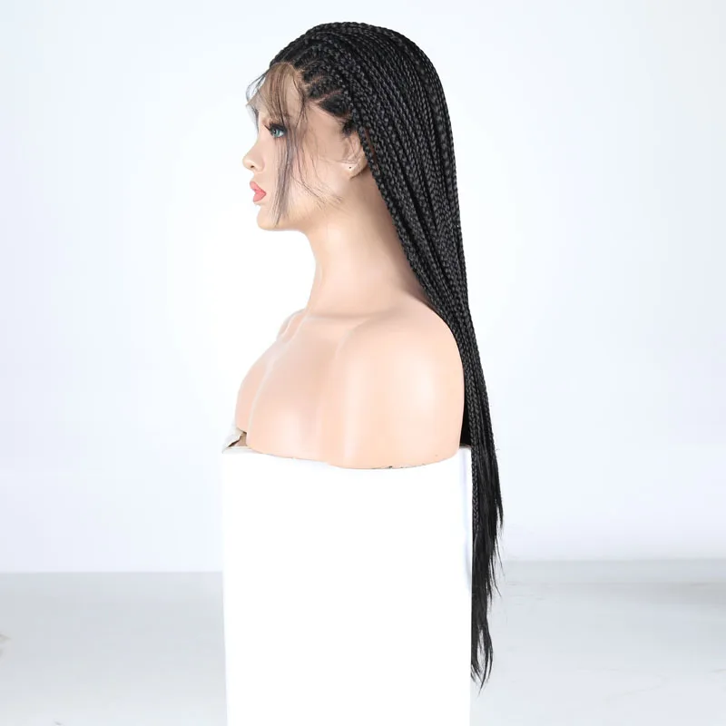 Rongduoyi плетеные термостойкие волосы синтетические кружевные передние парики для женщин длинные черные волосы Передние кружевные косички парик с детскими волосами