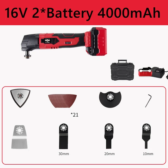 16V Two Battery 12 В беспроводной многофункциональный Осциллирующий набор инструментов, электрический триммер с переменной скоростью, шлифовальный станок, мощный Реноватор, резак с пильным лезвием - Цвет: 16V Two Battery
