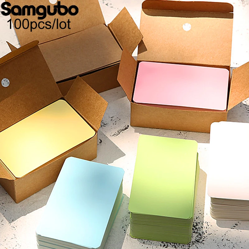 100 unids/lote Color puro tarjetas Mini Kraft de tarjeta en blanco tarjetas postales de papel Memo Pad Bloc de notas papelería creativa