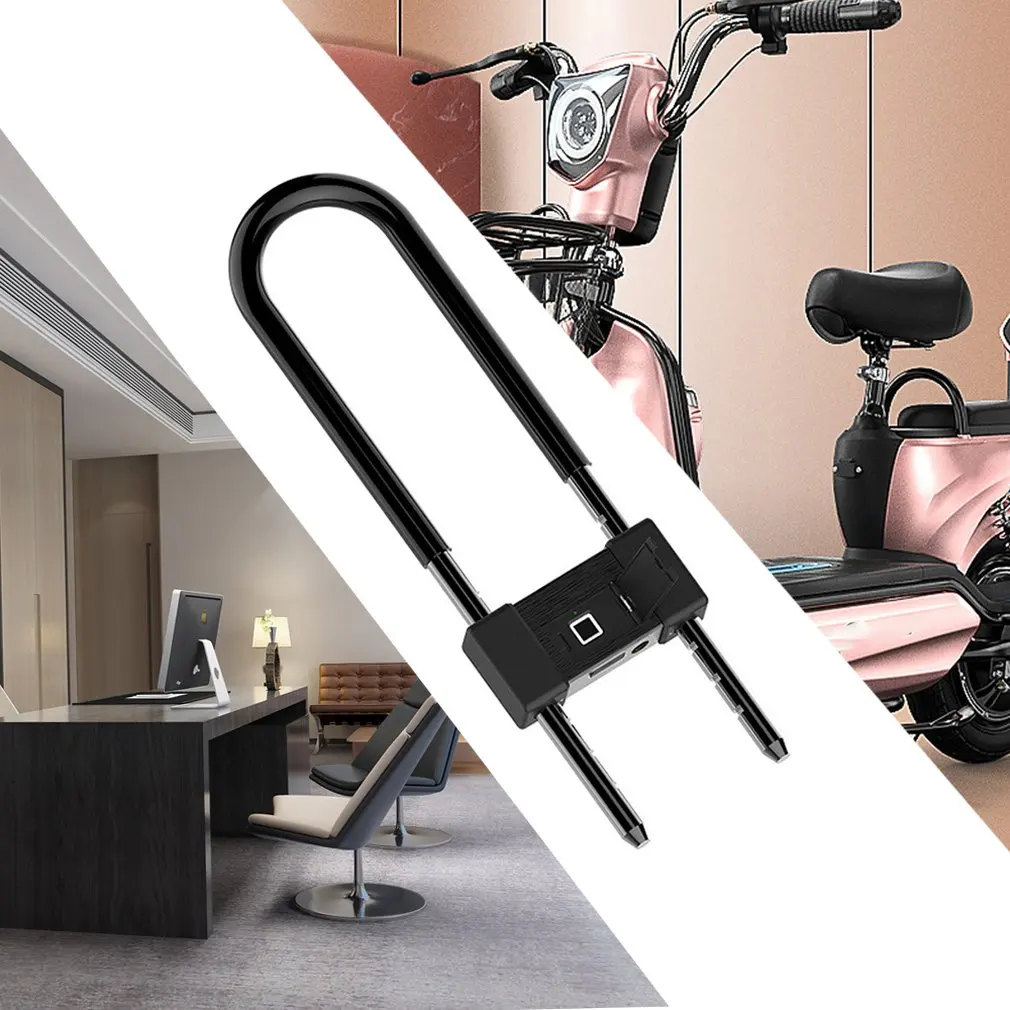 

fingerprint lock U-Type door Lock Office Glass Door Lock Bicycle Lock Motorcycle Electric Car Anti-Theft Charging Smart Lock