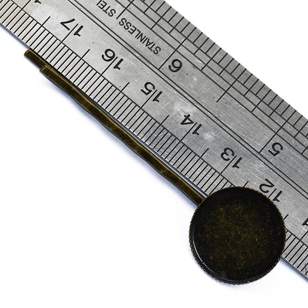 6Pcs Vintage Unique Hair Slide Clip Findings with Blank Bezel Brass Hair Pins Clips Slides Hairpins Barrettes w/ Cabochon DIY 