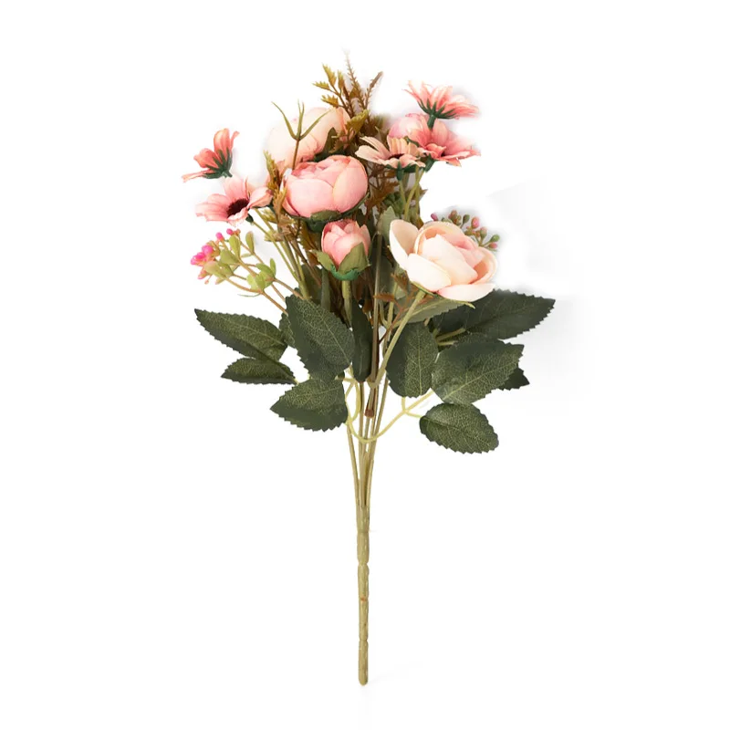 Шелк DIY Маргаритка Камелия Искусственные цветы маленький чай роза букет невесты Вечерние Декор искусственный цветок для свадьбы украшения дома