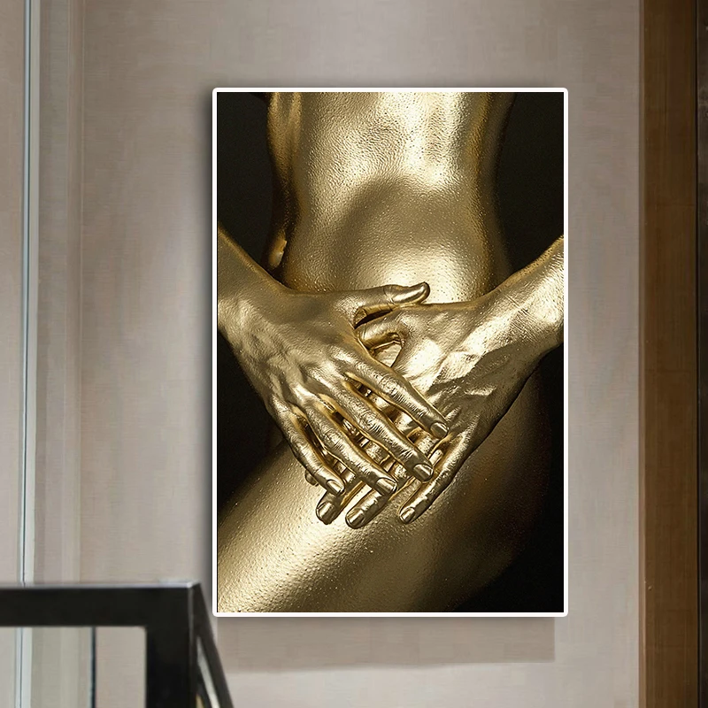 

Black Gold Nude African Woman Wall Art Picture Oil Painting on Canvas Posters and Prints Scandinavian Cuadros Home Decoration
