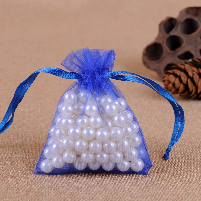 Royal blue 100 шт ювелирные сумки упаковка Organza Сумки Из Органзы 7x9 9x12 10x15 13x18 17x23 см подарочные сумки Саше органза свадебное Причастие Декор - Цвет: Royal blue