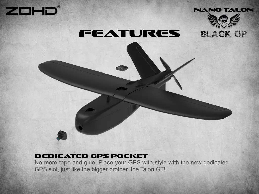 ZOHD Nano Talon черный OP 860 мм размах крыльев AIO V-Tail EPP литой FPV крыло RC самолет