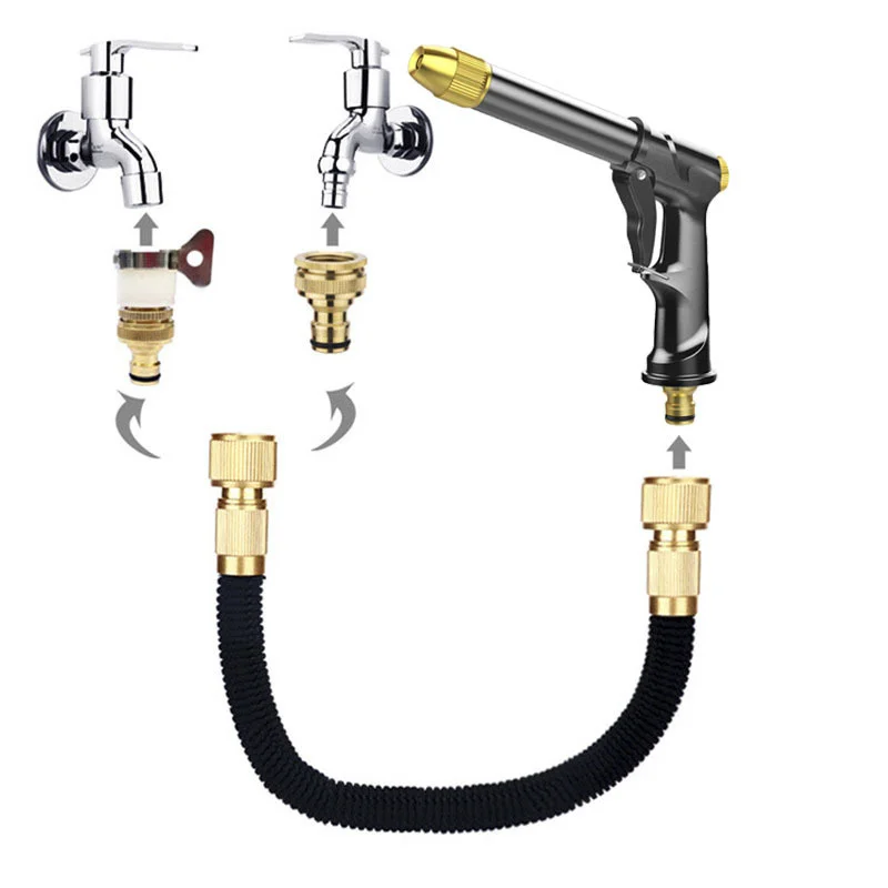 Garden Hose Set With Expandable Water Injector Magic Hose High Pressure Watering Car Wash Gun Sprayer garden hose expandable magic hose expandable water hose water hose expandable hose
