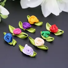 100 шт мини искусственный шелк ткань розочки розы цветы с листьями ручная работа, сделай сам, ремесло для украшения свадьбы