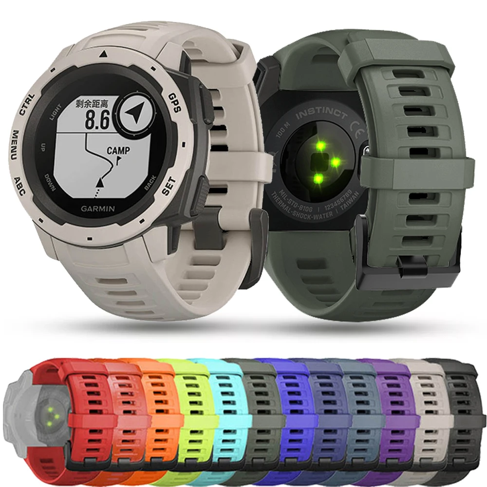 Cinturino In Silicone Traspirante Per Garmin Inst(/ Esports/Tactical/Tide Cinturino Con Fibbia In Acciaio Nero Solare Smart Watch Da Polso Di Ricambio
