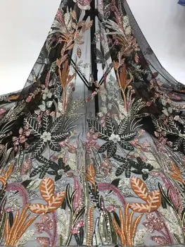 

African sequins Lace Fabric 2019 High Quality Lace Material French Lace Fabric Nigerian Tulle Mesh Lace Fabrics FFD1031