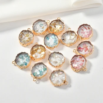 

DIY Jewelry Findings 20pcs/Lot 23*18mm Colorful Glitter Round Shape DIY Jewelry Findings Ornament Accessories Earring Charms