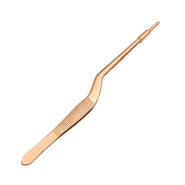 Long Holding Shaped Rainbow Tweezers Ear Tweezers Bending Pick Otolaryngology Special Forceps Ear Makeup Tools Free Shipping Golden