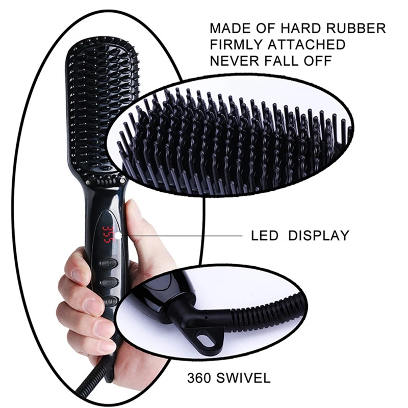 Электрический выпрямитель для бороды, расческа, Ионная Щетка для волос, выпрямляющая, формирующая расческа, стайлер для волос для мужчин