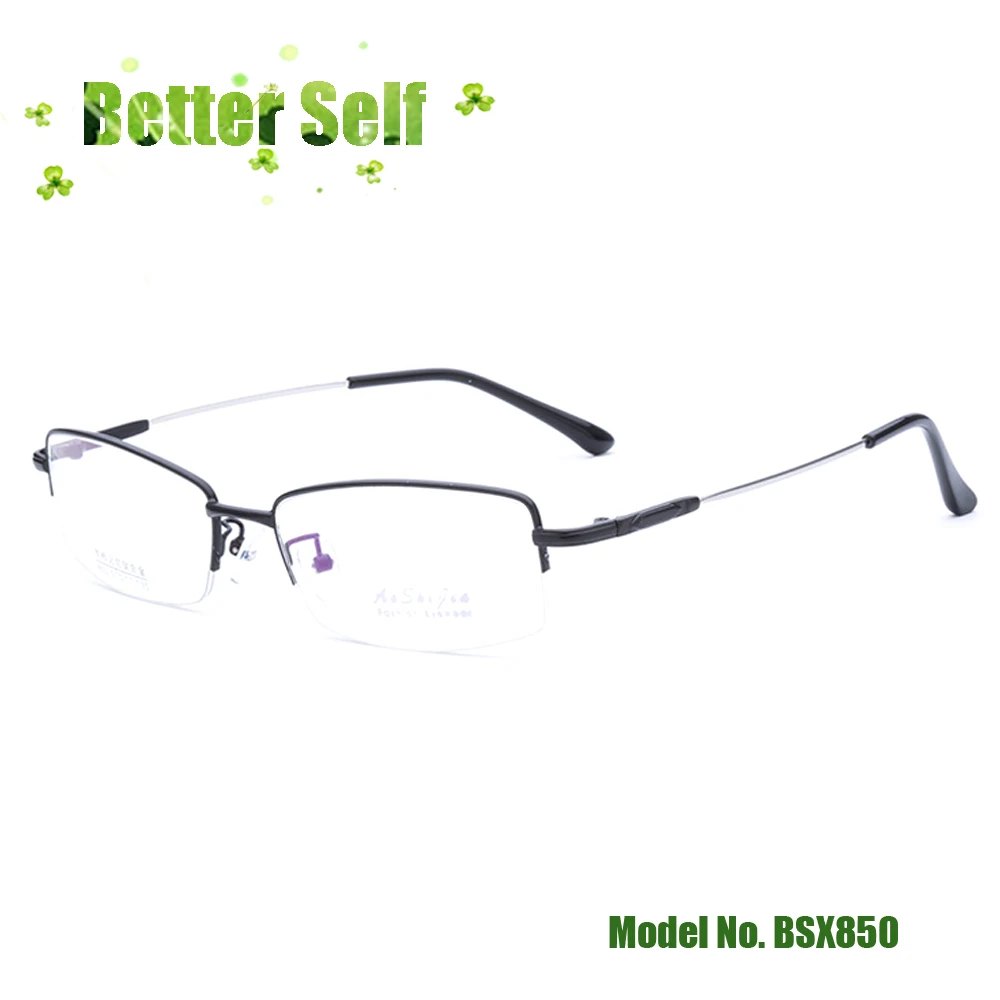 

Eyeglasses 2020 New BSX850 Male Big Fat Face Memory Titanium Steel Metal Glasses Frame Half Rim Korean Large Size Eyewear