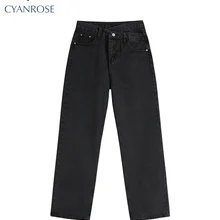 2022 Women Vintage Black Denim Trouser Loose Straight Pants Gothic High Waist Female Fashion Ins Street Plus Size Wide Leg Jeans