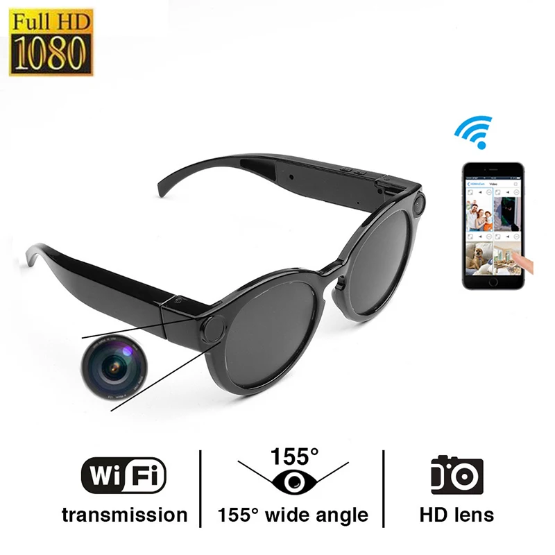 

2020 New Smart HD 1080P WiFi Video Glasses wearable DVR Recorder Mini Portable Sports Sunglasses First-person mobile camera