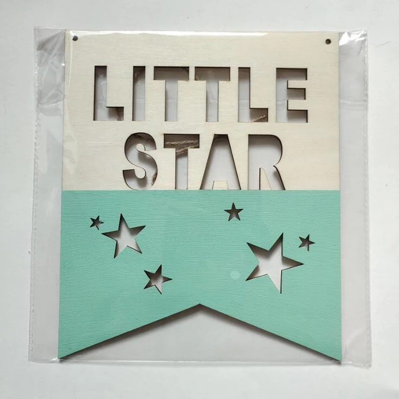 green Littlle star Декор для детской комнаты деревянный подвесной Декор скандинавский стиль фотографии реквизит лозунг баннер гирлянда орнамент детская комната талисман - Цвет: green Littlle star