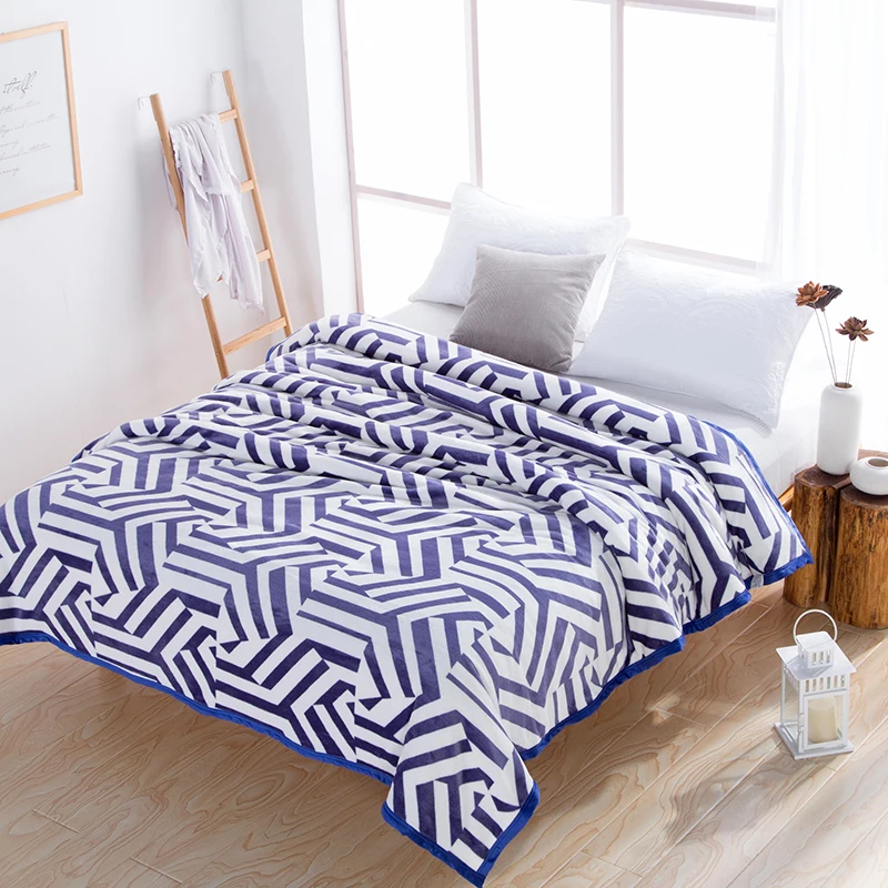 

Soft Warm Flannel Blanket Winter Bed Sheet Bedspread Sofa Plaid Throw 260Gsm 3 Size Light Thin Mechanical Wash Flannel Blankets