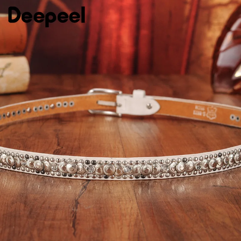 Deepeel 1 шт. 2 см* 110 см этнический стиль ретро заклепки Декор PU ремень для женщин металлическая пряжка Стразы Harajuku джинсовые аксессуары ремень