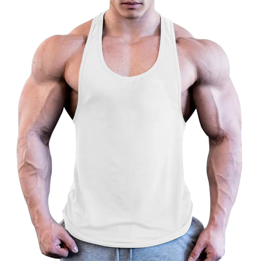 Summer Men Casual Sleeveless Loose Gym Muscle Shirt Tank Top Sports Bodybuilding Fitness Athletic Vest Singlets