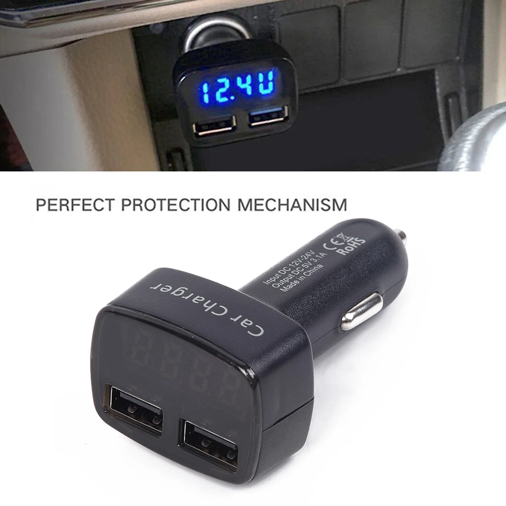 Планшеты Авто Вольт Ампер метр 2-USB зарядка автомобильное зарядное устройство светодиодный дисплей зарядка и надежная производительность