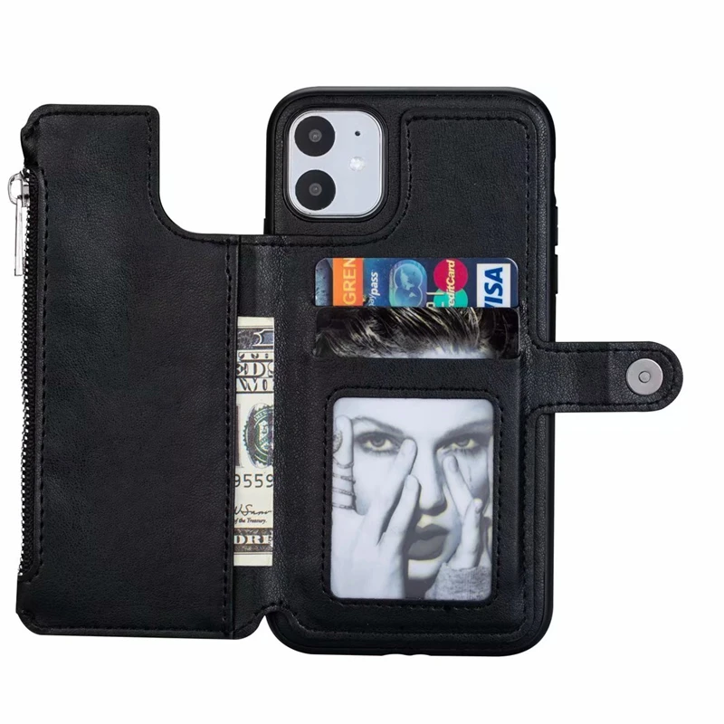 Модный чехол-кошелек на молнии для Apple IPhone 11 Pro Max 6 6S 7 8 Plus X XS XR, роскошный кожаный чехол для задней крышки, визитница