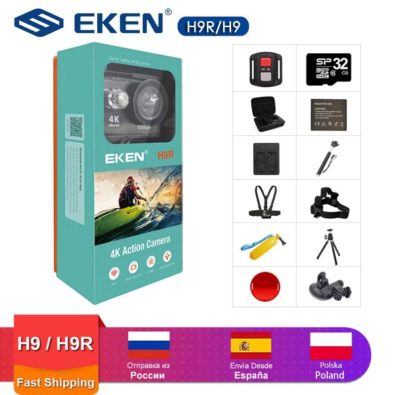 EKEN H9 Экшн камера H9R wifi Ultra HD мини 4K 30FPS 2 0 дюйма 170D Подводная Водонепроницаемая