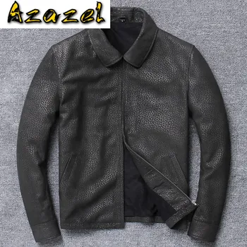 

Spring Autumn Leather Men Short Real Sheepskin Jacket Smart Casual Coat New Chaqueta Cuero Hambre X-1930 Pph351