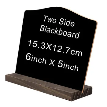 

4pcs Double-sided Wooden Blackboard Square Message Board with Stand Small Note Chalk Board Home Decoration