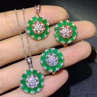 Super luxury Emerald Necklace ring, natural emerald, high-end jewelry, 925 pure silver. Focus of the meeting 1